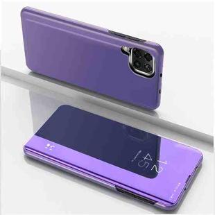 For Samsung Galaxy F62/M62 Plated Mirror Horizontal Flip Leather Case with Holder(Purple Blue)