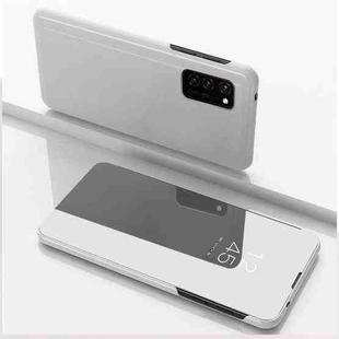 For Samsung Galaxy A32 4G Plated Mirror Horizontal Flip Leather Case with Holder(Silver)
