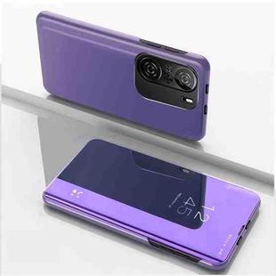 For Redmi K40/K40 Pro/K40 Pro+/Poco F3 Plated Mirror Horizontal Flip Leather Case with Holder(Purple Blue)