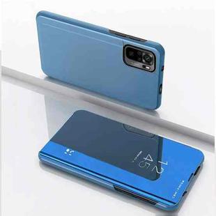 For Redmi Note 10 4G / Redmi Note 10S Plated Mirror Horizontal Flip Leather Case with Holder(Blue)