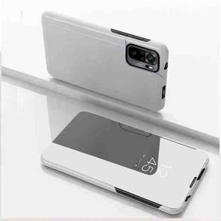 For Xiaomi Redmi Note 10 Pro Plated Mirror Horizontal Flip Leather Case with Holder(Silver)