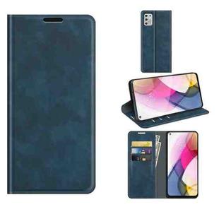 For Motorola Moto G Stylus 2021 Retro-skin Business Magnetic Suction Leather Case with Holder & Card Slots & Wallet(Dark Blue)