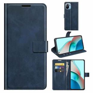 For Xiaomi Mi 11 Lite 4G / 5G Retro Calf Pattern Buckle Horizontal Flip Leather Case with Holder & Card Slots & Wallet(Blue)