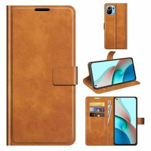 For Xiaomi Mi 11 Lite 4G / 5G Retro Calf Pattern Buckle Horizontal Flip Leather Case with Holder & Card Slots & Wallet(Yellow)