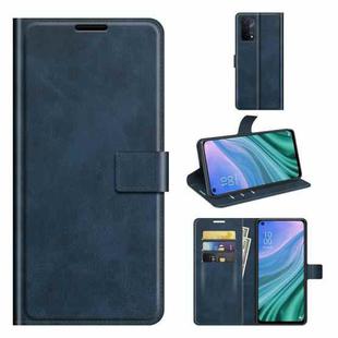 For OPPO A54 5G Retro Calf Pattern Buckle Horizontal Flip Leather Case with Holder & Card Slots & Wallet(Blue)