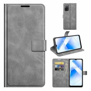 For OPPO A55 5G Retro Calf Pattern Buckle Horizontal Flip Leather Case with Holder & Card Slots & Wallet(Grey)