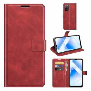 For OPPO A55 5G Retro Calf Pattern Buckle Horizontal Flip Leather Case with Holder & Card Slots & Wallet(Red)