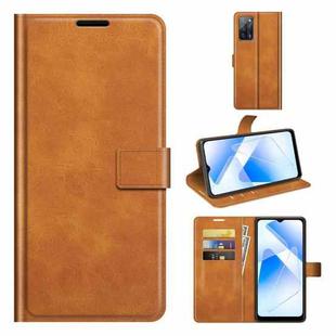 For OPPO A55 5G Retro Calf Pattern Buckle Horizontal Flip Leather Case with Holder & Card Slots & Wallet(Yellow)