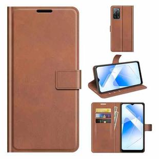 For OPPO A55 5G Retro Calf Pattern Buckle Horizontal Flip Leather Case with Holder & Card Slots & Wallet(Light Brown)
