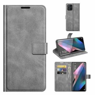 For OPPO Find X3 Pro / Find X3 Retro Calf Pattern Buckle Horizontal Flip Leather Case with Holder & Card Slots & Wallet(Grey)