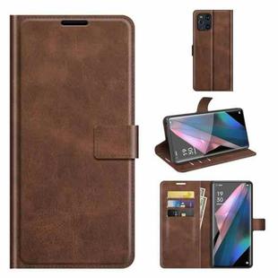 For OPPO Find X3 Pro / Find X3 Retro Calf Pattern Buckle Horizontal Flip Leather Case with Holder & Card Slots & Wallet(Dark Brown)