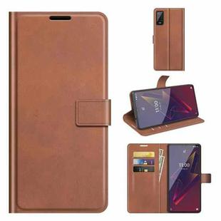 For Wiko Power U20 Retro Calf Pattern Buckle Horizontal Flip Leather Case with Holder & Card Slots & Wallet(Light Brown)