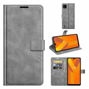 For Wiko Y62 Retro Calf Pattern Buckle Horizontal Flip Leather Case with Holder & Card Slots & Wallet(Grey)