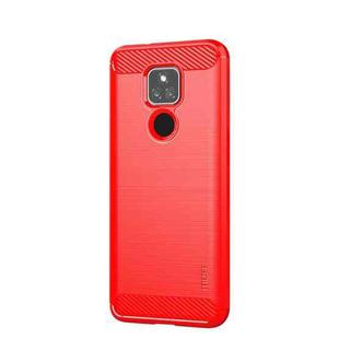 For Motorola Moto G Play 2021 MOFI Gentleness Series Brushed Texture Carbon Fiber Soft TPU Case(Red)
