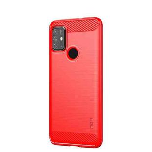 For Motorola Moto G10 / G30 MOFI Gentleness Series Brushed Texture Carbon Fiber Soft TPU Case(Red)