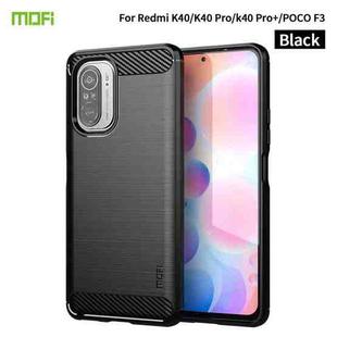 For Xiaomi Redmi K40 / K40 Pro / K40 Pro+ / Poco F3 MOFI Gentleness Series Brushed Texture Carbon Fiber Soft TPU Case(Black)