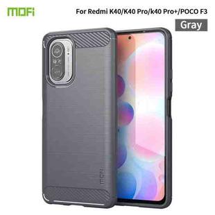 For Xiaomi Redmi K40 / K40 Pro / K40 Pro+ / Poco F3 MOFI Gentleness Series Brushed Texture Carbon Fiber Soft TPU Case(Grey)