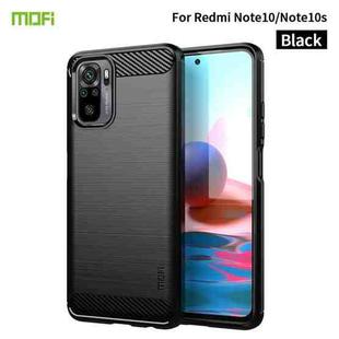 For Xiaomi Redmi Note 10 / Note 10S MOFI Gentleness Series Brushed Texture Carbon Fiber Soft TPU Case(Black)