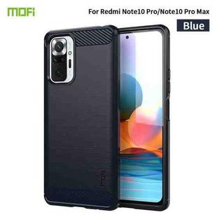 For Xiaomi Redmi Note 10 Pro / Note 10 Pro Max MOFI Gentleness Series Brushed Texture Carbon Fiber Soft TPU Case(Blue)