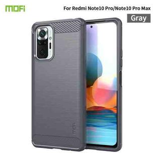 For Xiaomi Redmi Note 10 Pro / Note 10 Pro Max MOFI Gentleness Series Brushed Texture Carbon Fiber Soft TPU Case(Grey)