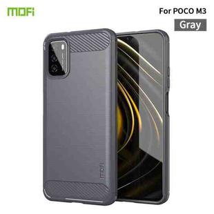 For Xiaomi Poco M3 / Redmi 9T MOFI Gentleness Series Brushed Texture Carbon Fiber Soft TPU Case(Grey)