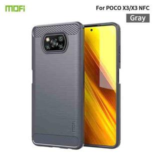 For Xiaomi POCO X3 / X3 NFC MOFI Gentleness Series Brushed Texture Carbon Fiber Soft TPU Case(Grey)