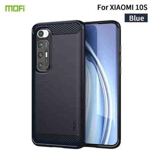 For Xiaomi Mi 10S MOFI Gentleness Series Brushed Texture Carbon Fiber Soft TPU Case(Blue)