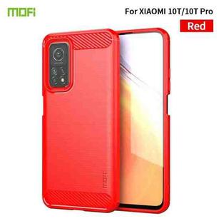 For Xiaomi Mi 10T / 10T Pro / Redmi  K30S MOFI Gentleness Series Brushed Texture Carbon Fiber Soft TPU Case(Red)