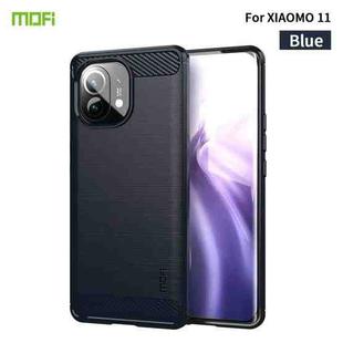 For Xiaomi Mi 11 MOFI Gentleness Series Brushed Texture Carbon Fiber Soft TPU Case(Blue)