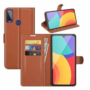 For Alcatel 1L 2021 Litchi Texture Horizontal Flip Protective Case with Holder & Card Slots & Wallet(Brown)