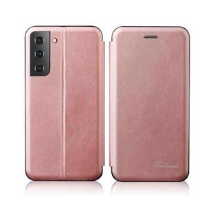 For Samsung Galaxy S21+ 5G Retro Texture Magnetic Leather Case with Card Slot & Holder(Rose Gold)