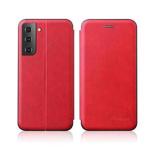 For Samsung Galaxy S21 5G Retro Texture Magnetic Leather Case (Red)