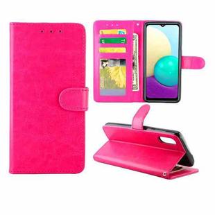 For Samsung Galaxy A02/M02 Crazy Horse Texture Leather Horizontal Flip Protective Case with Holder & Card Slots & Wallet & Photo Frame(Rose Red)