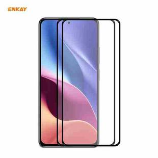 For Xiaomi Poco F3 2 PCS ENKAY Hat-Prince Full Glue 0.26mm 9H 2.5D Tempered Glass Full Coverage Film