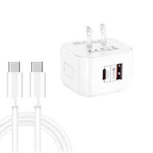 YSY-6087PD 20W PD3.0 + QC3.0 Dual Fast Charge Travel Charger with Type-C to Type-C Data Cable US Plug