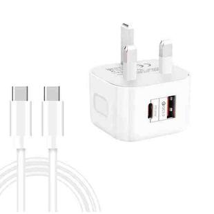 YSY-6087PD 20W PD3.0 + QC3.0 Dual Fast Charge Travel Charger with Type-C to Type-C Data Cable UK Plug