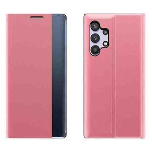 For Samsung Galaxy A32 5G Side Display Magnetic Horizontal Flip Plain Texture Cloth + PC Case with Holder & Sleep / Wake-up Function(Pink)