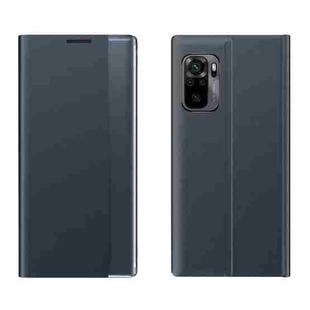 For Xiaomi Redmi  Note 10 Pro 4G Official Global Verison Side Display Magnetic Horizontal Flip Plain Texture Cloth + PC Case with Holder Function(Dark Blue)