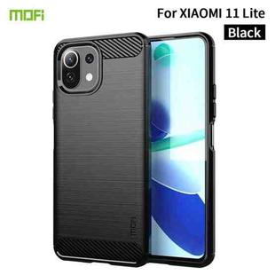 For Xiaomi Mi 11 Lite MOFI Gentleness Series Brushed Texture Carbon Fiber Soft TPU Case(Black)