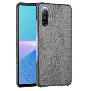 For Sony Xperia 10 III Shockproof Crocodile Texture PC + PU Case(Black)