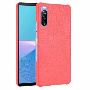 For Sony Xperia 10 III Shockproof Crocodile Texture PC + PU Case(Red)