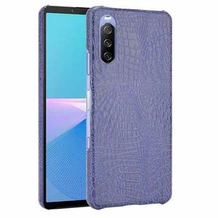 For Sony Xperia 10 III Shockproof Crocodile Texture PC + PU Case(Blue)