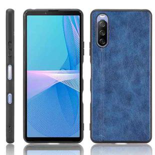 For Sony Xperia 10 III Shockproof Sewing Cow Pattern Skin PC + PU + TPU Case(Blue)