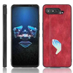 For Asus ROG Phone 5 Shockproof Sewing Cow Pattern Skin PC + PU + TPU Case(Red)