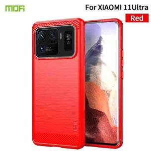 For Xiaomi Mi 11 Ultra MOFI Gentleness Series Brushed Texture Carbon Fiber Soft TPU Case(Red)