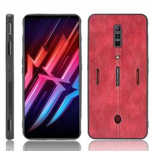 For ZTE nubia Red Magic 6/Red Magic 6 Pro Shockproof Sewing Cow Pattern Skin PC + PU + TPU Case(Red)