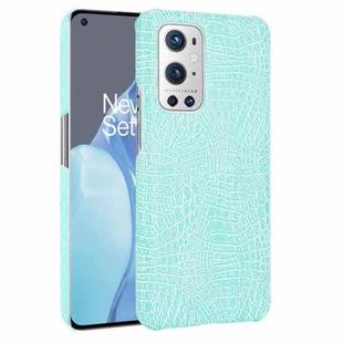 For OnePlus 9 Pro Shockproof Crocodile Texture PC + PU Case(Light Green)