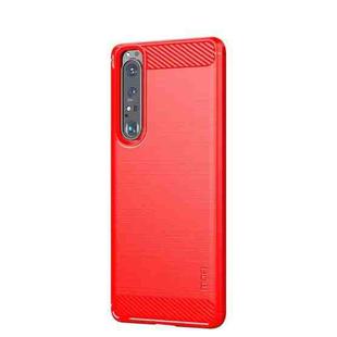 For Sony Xperia 1 lll MOFI Gentleness Series Brushed Texture Carbon Fiber Soft TPU Case(Red)