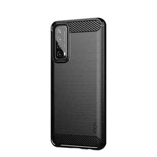 For Huawei P Smart 2021 / Y7A MOFI Gentleness Series Brushed Texture Carbon Fiber Soft TPU Case(Black)