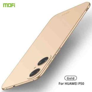 For Huawei P50 MOFI Frosted PC Ultra-thin Hard Case(Gold)